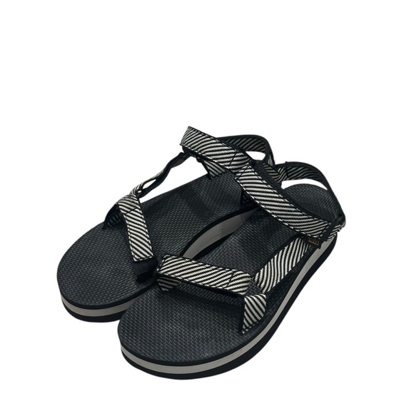 Women’s Teva Flatform Black & White Platform Ankle Strap Sandals: Size 10 - Picture 1 of 10